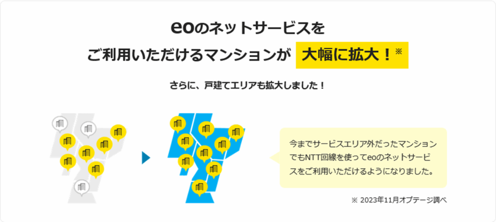 「eo光ネット(type N)」はNTT西日本フレッツ光サービスエリアで利用可能