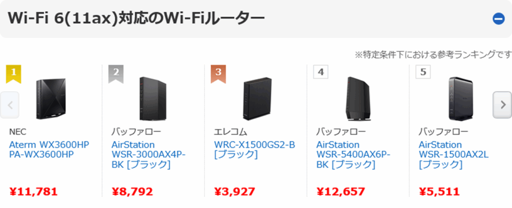 市販のWi-Fiルーターの一例